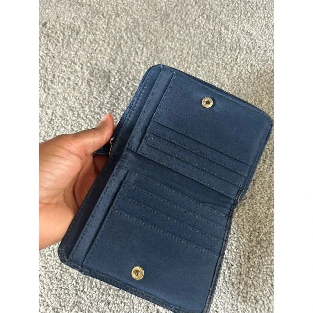 Unbranded Unisex Slim Fold Wallet Blue Leather Credit Card Holder